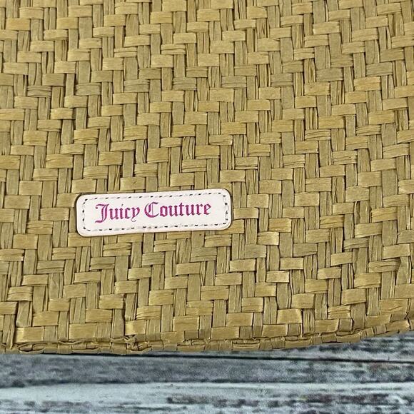Juicy Couture Woven Straw Wicker Women’s Tote Bag Beige Handbag w/ Ribbon - Picture 4 of 9